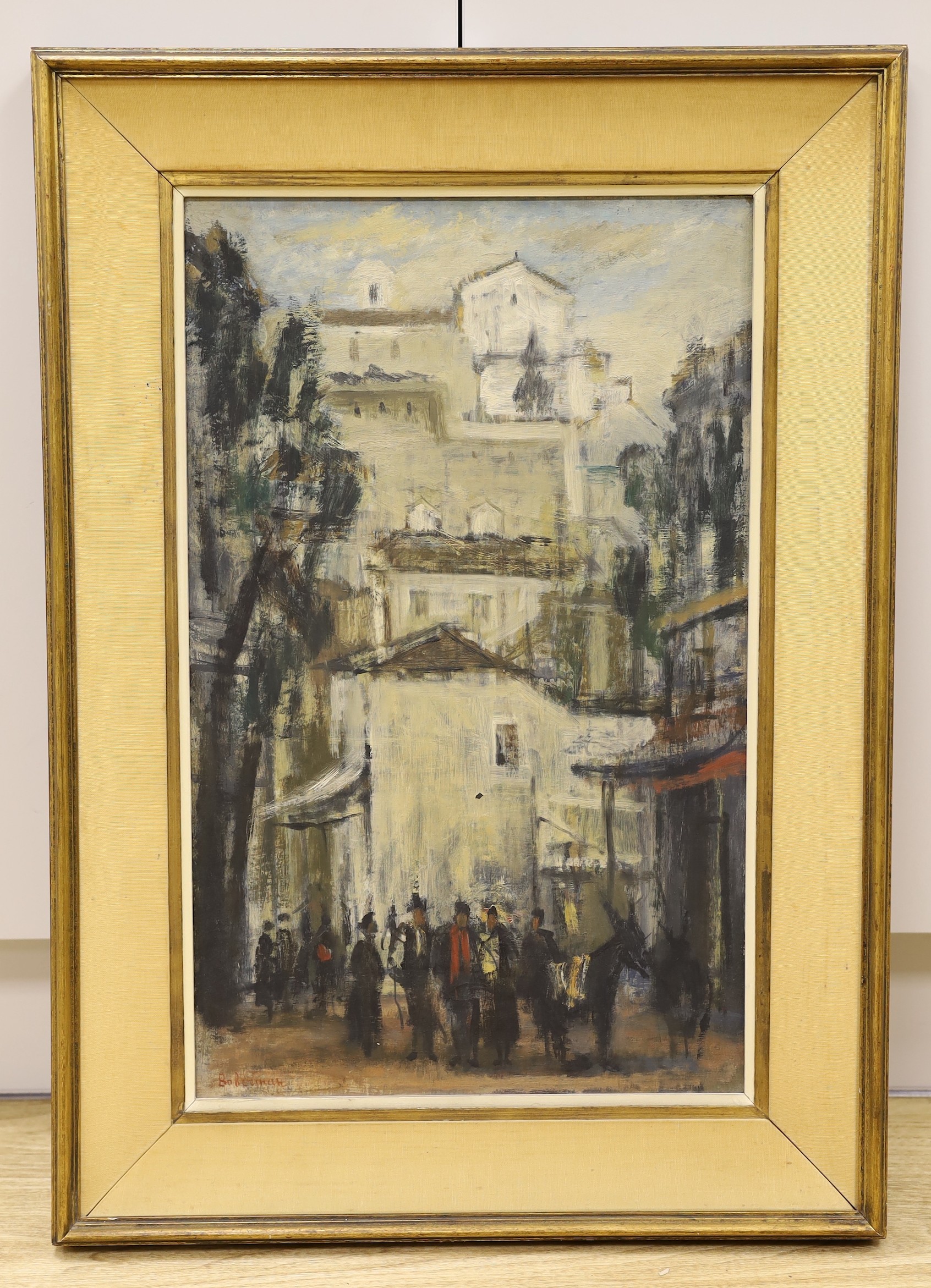 Sa Berman, oil on canvas, Spanish street scene, signed, 60 x 37cm